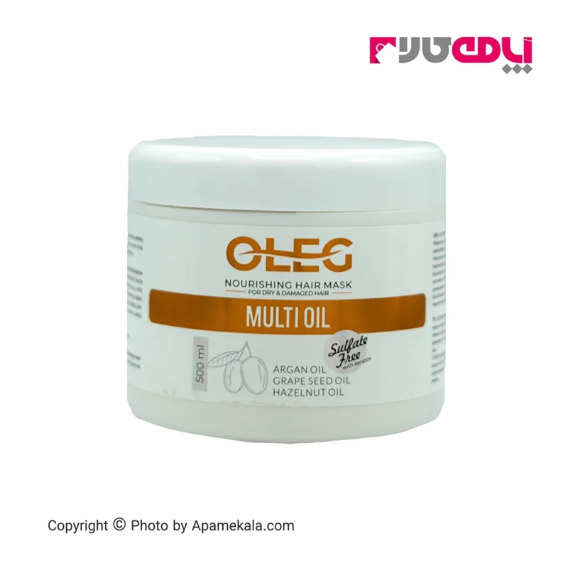 ماسک داخل حمام اولگ حجم 500ml، مناسب موهای خشک، آسیب دیده و کراتین شده است. این شامپو حاوی روغن هسته انگور، روغن فندق و روغن آرگان است و به سلامت مو کمک میکند.